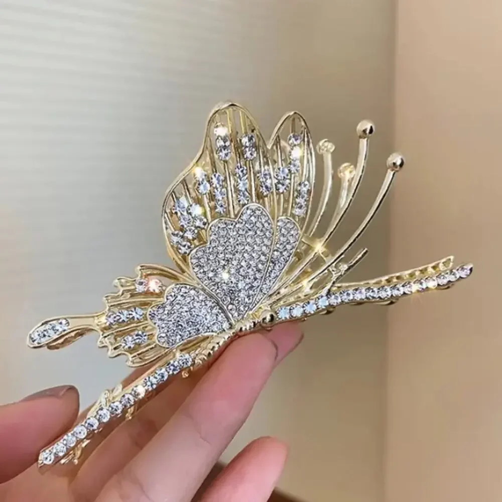 Rhinestone Gold Butterfly Hair Claw Hair Accessory